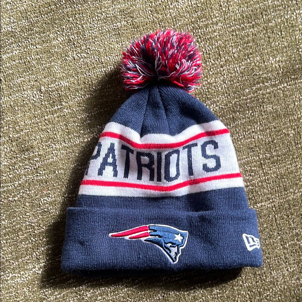 New Era Blue and Red Pom Beanie Hat